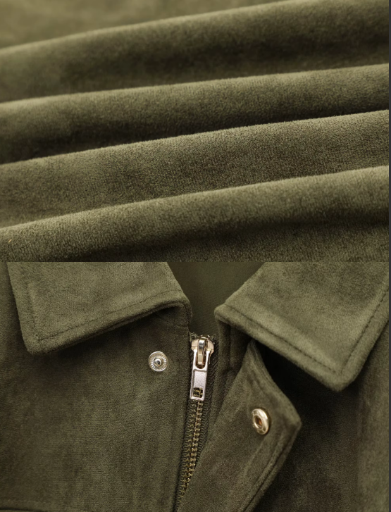 Women’s Vintage Short Zipper Jacket – Turn-Down Collar