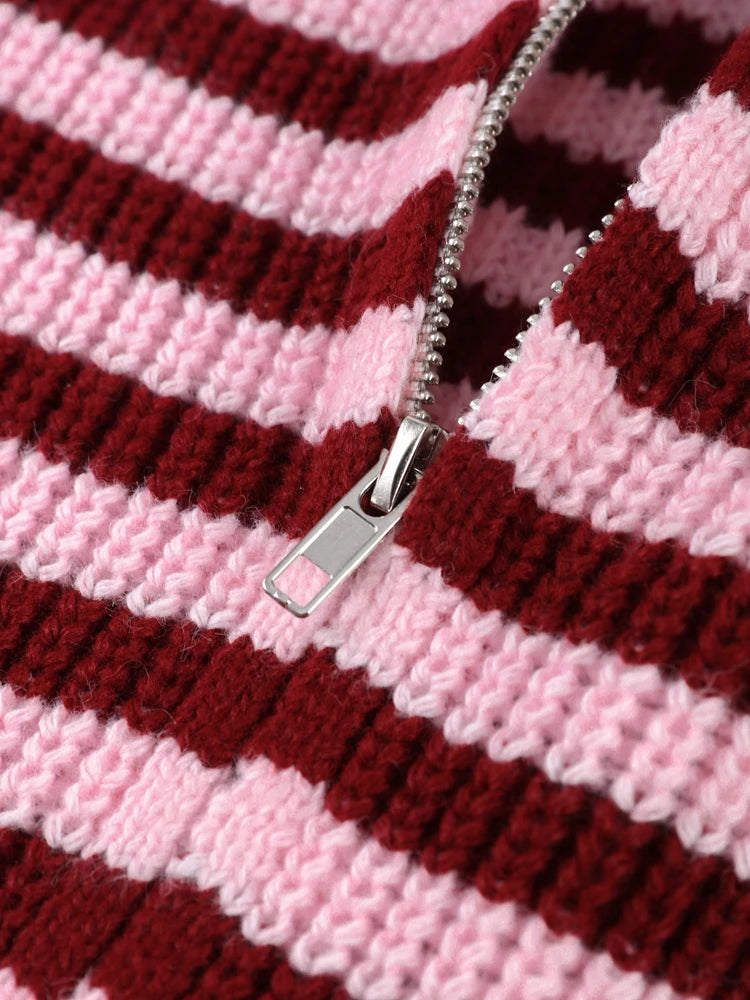 Women’s Retro Striped Cropped Knit Sweater