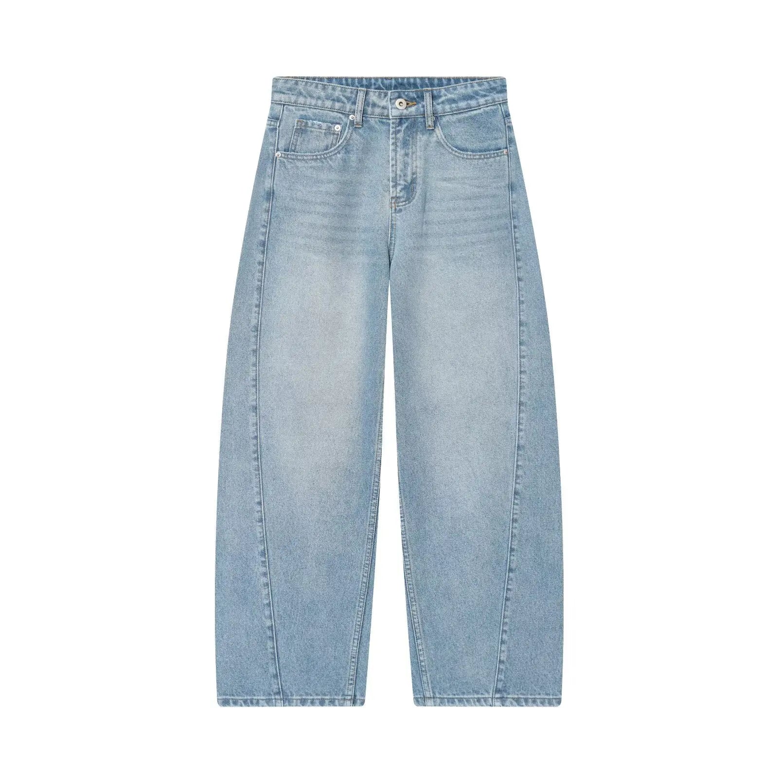 Straight-Leg Denim Jeans – Mid Waist, High Street Style