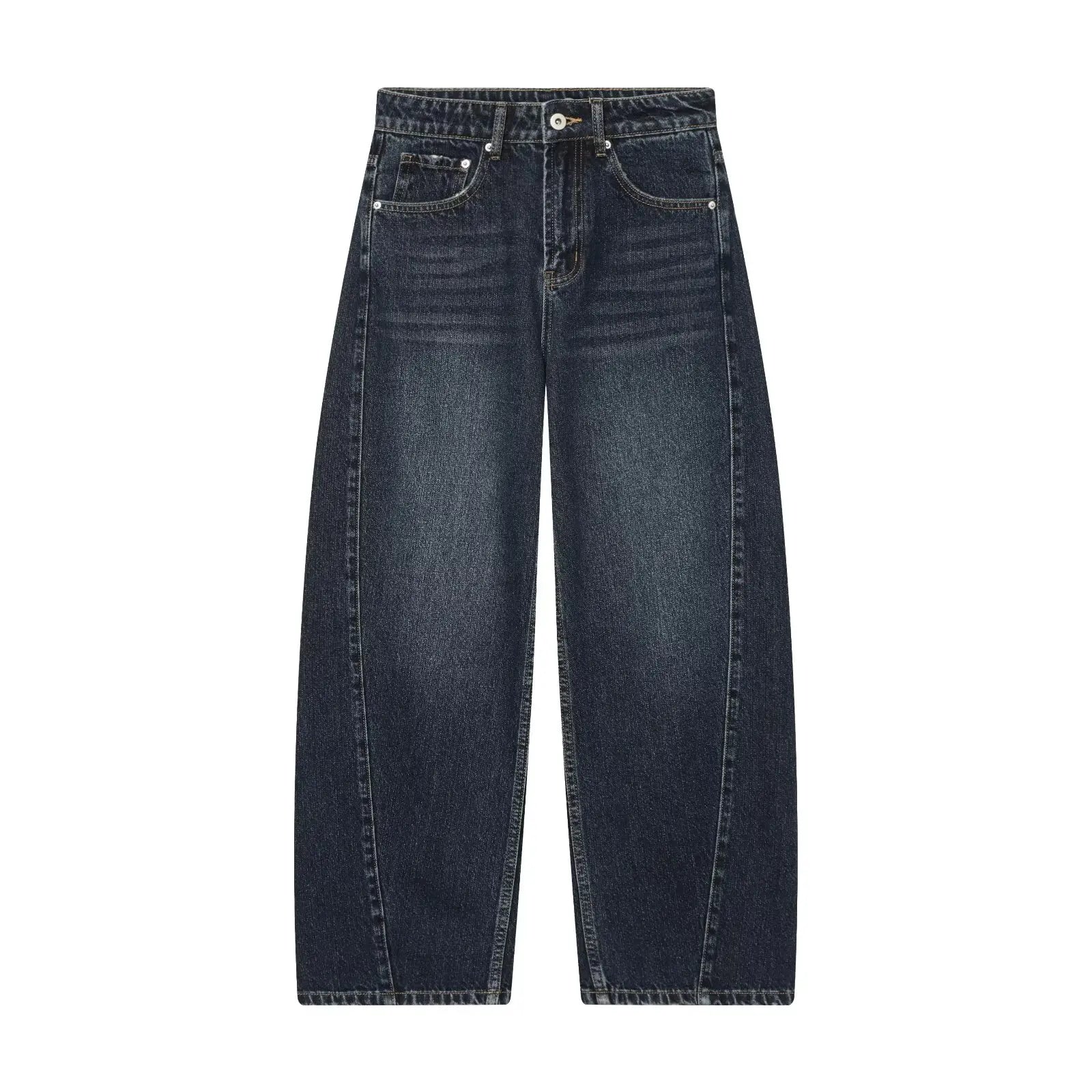Straight-Leg Denim Jeans – Mid Waist, High Street Style