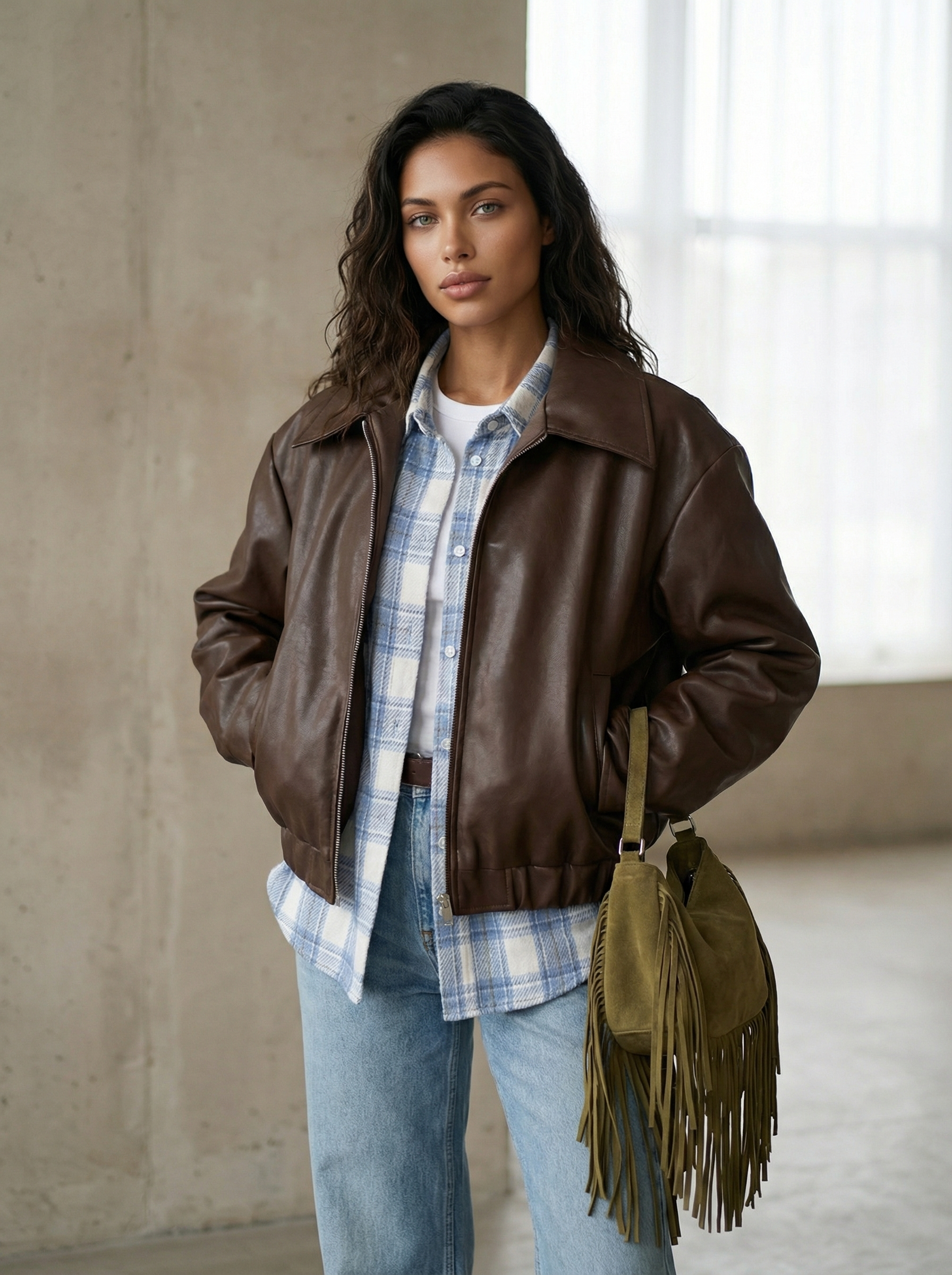 Matte Leather Biker Jacket