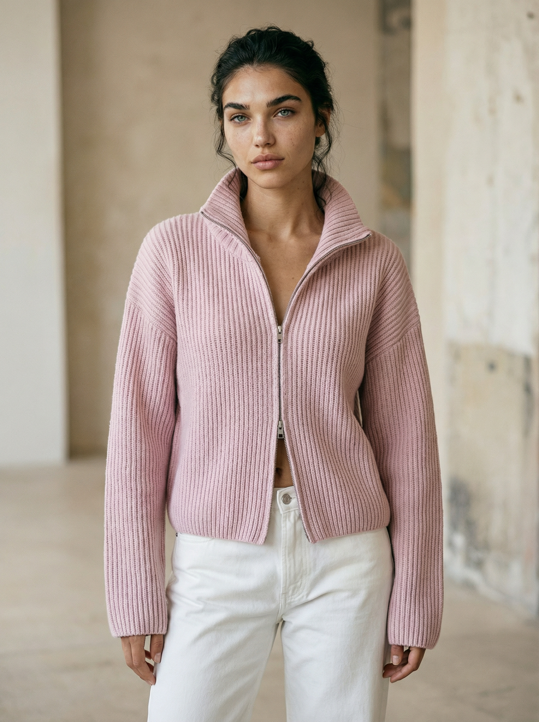 Women’s Retro Striped Cropped Knit Sweater