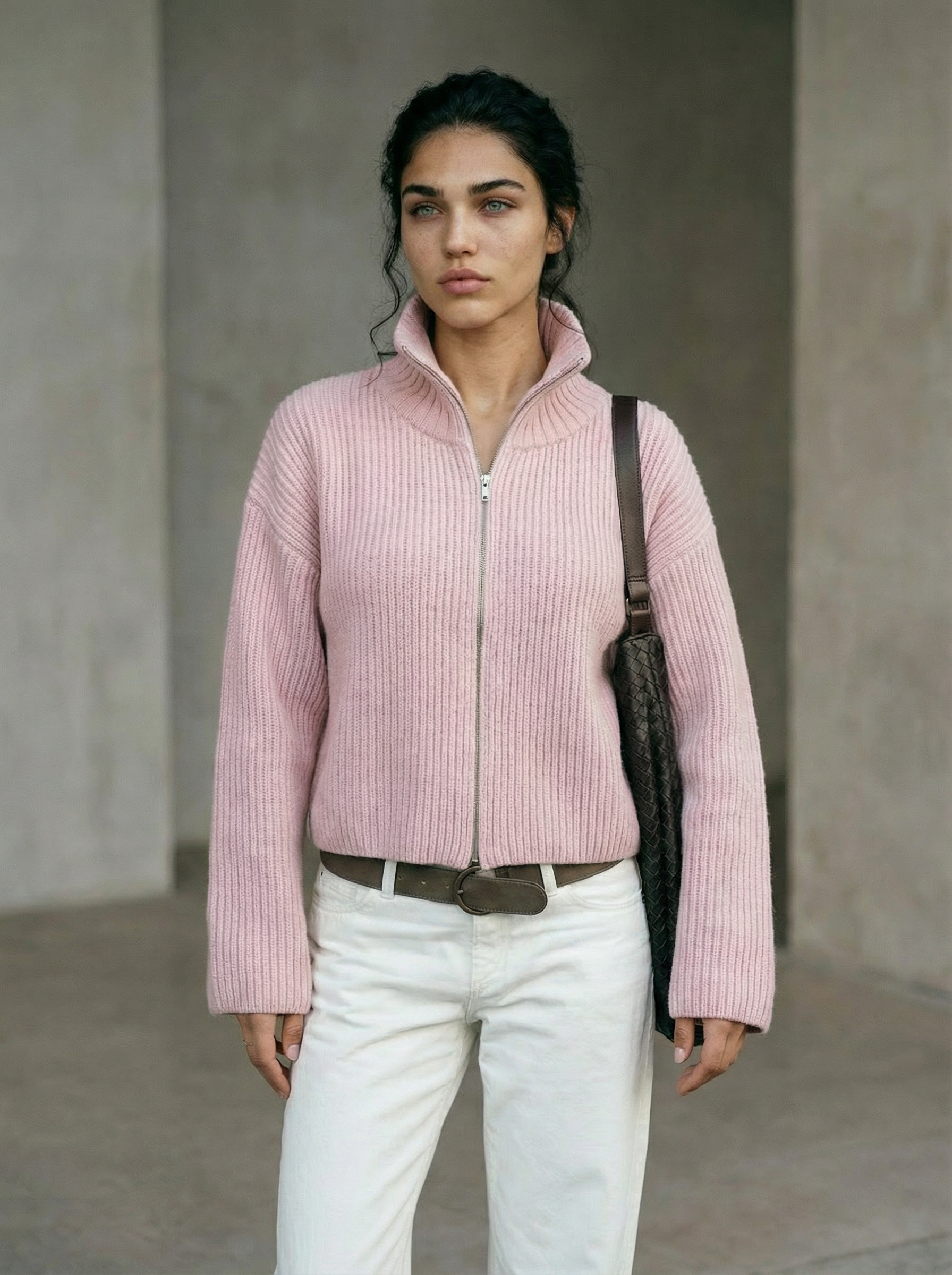 Women’s Retro Striped Cropped Knit Sweater