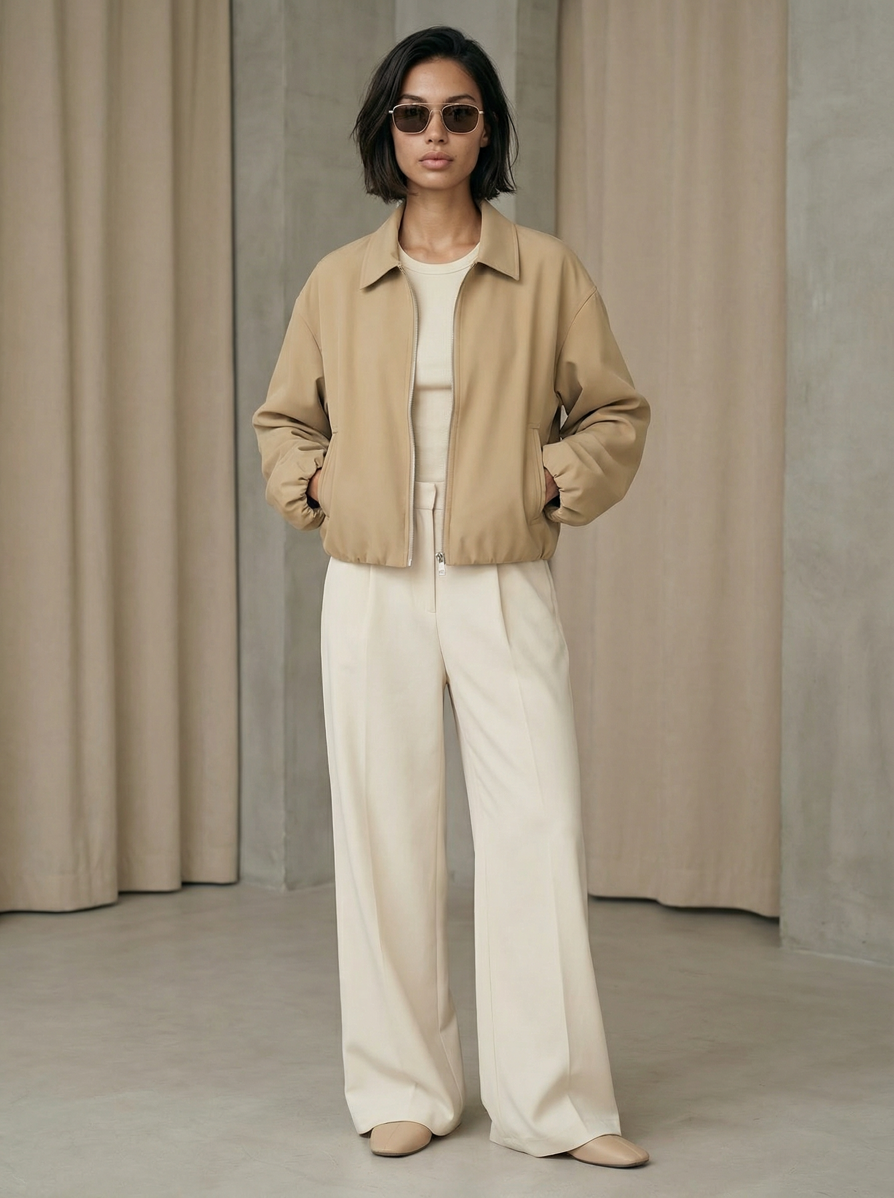 Women’s Short Zipper Jacket – Loose Fit High Street Style