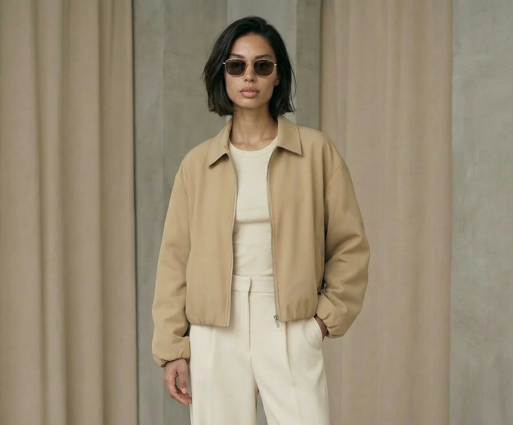 Women’s Short Zipper Jacket – Loose Fit High Street Style