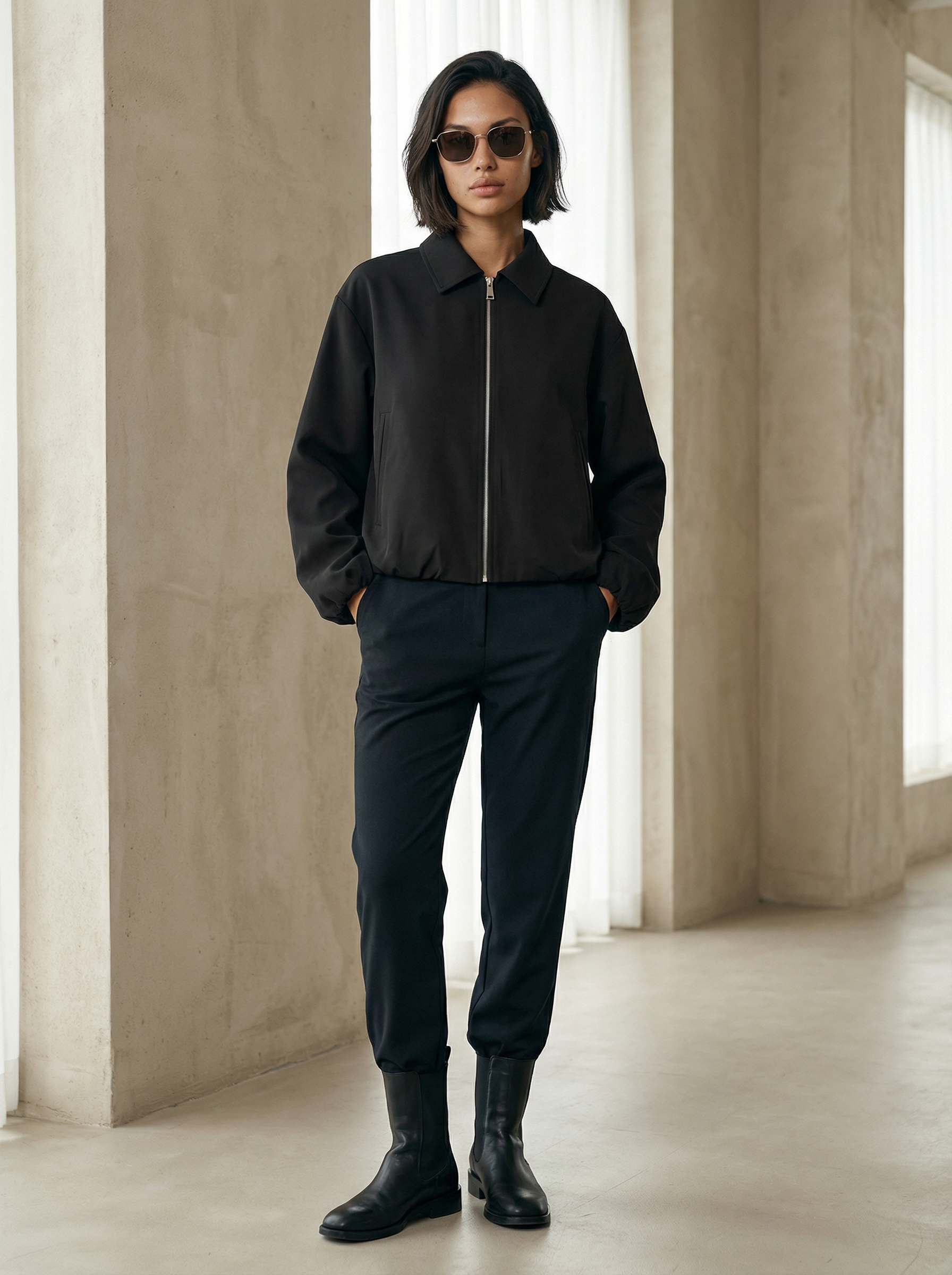 Women’s Short Zipper Jacket – Loose Fit High Street Style