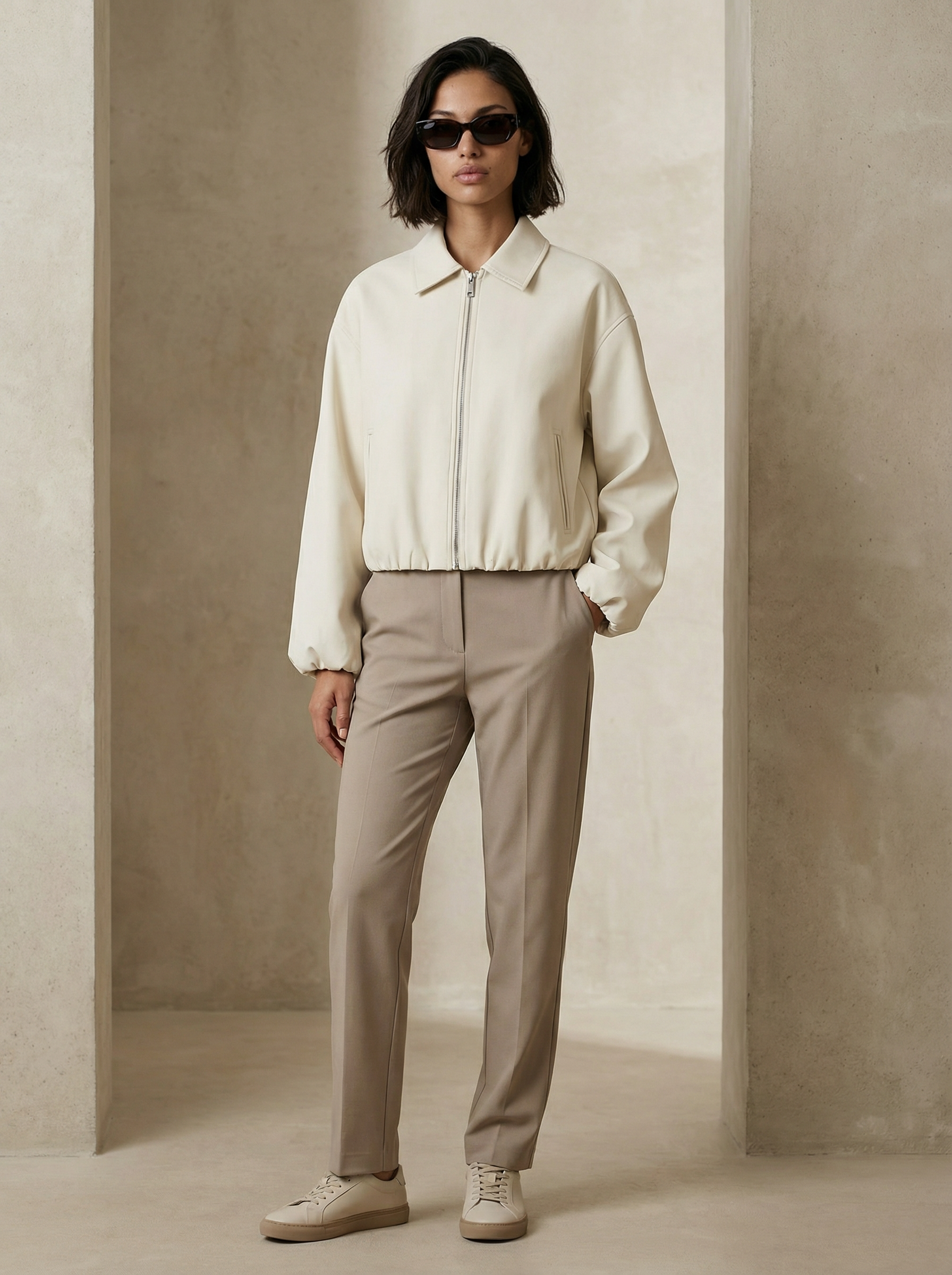 Women’s Short Zipper Jacket – Loose Fit High Street Style