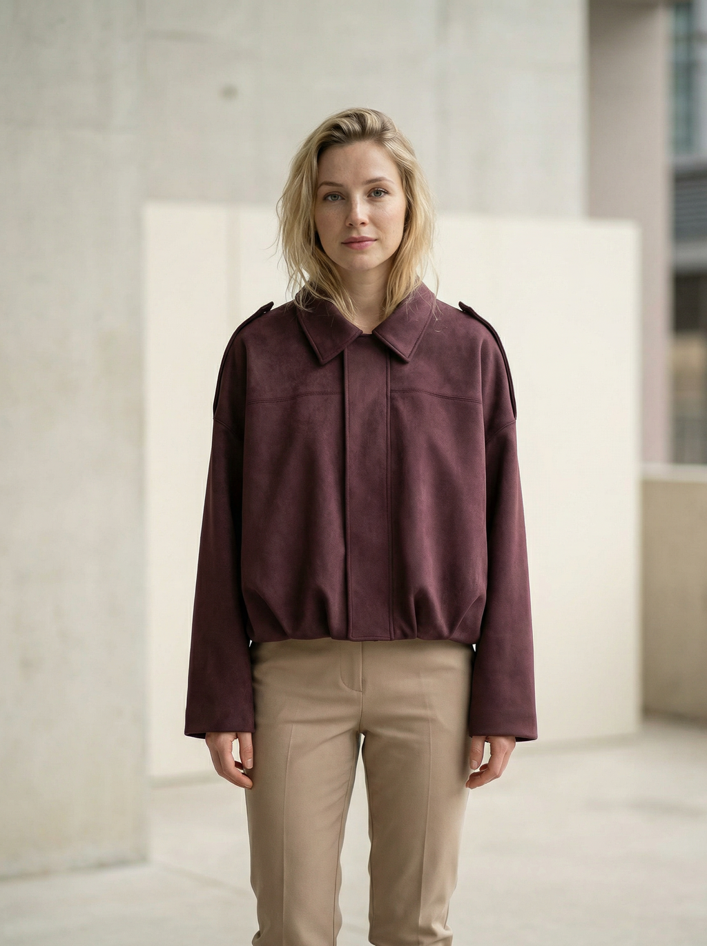 Women’s Vintage Short Zipper Jacket – Turn-Down Collar