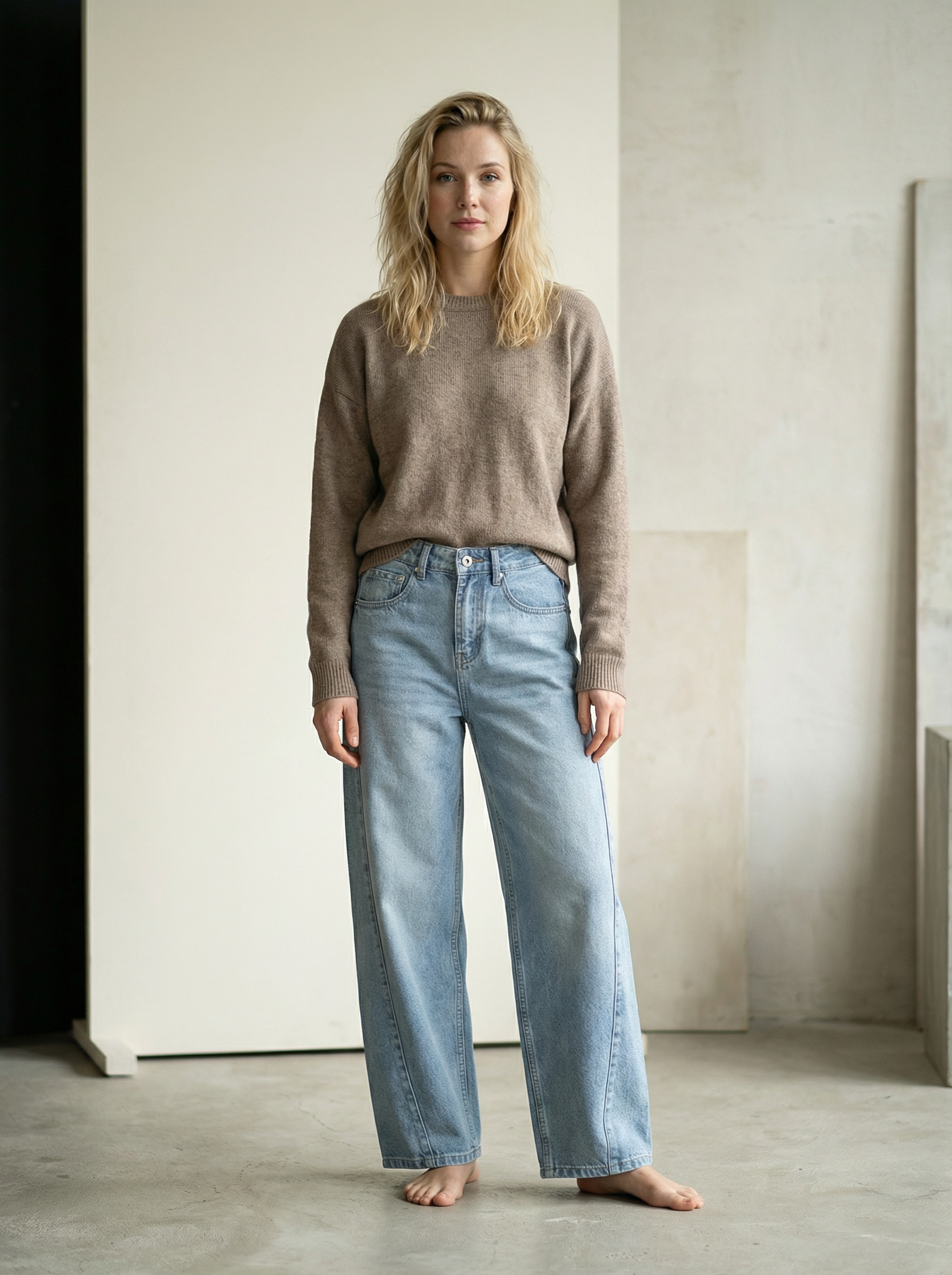 Straight-Leg Denim Jeans – Mid Waist, High Street Style