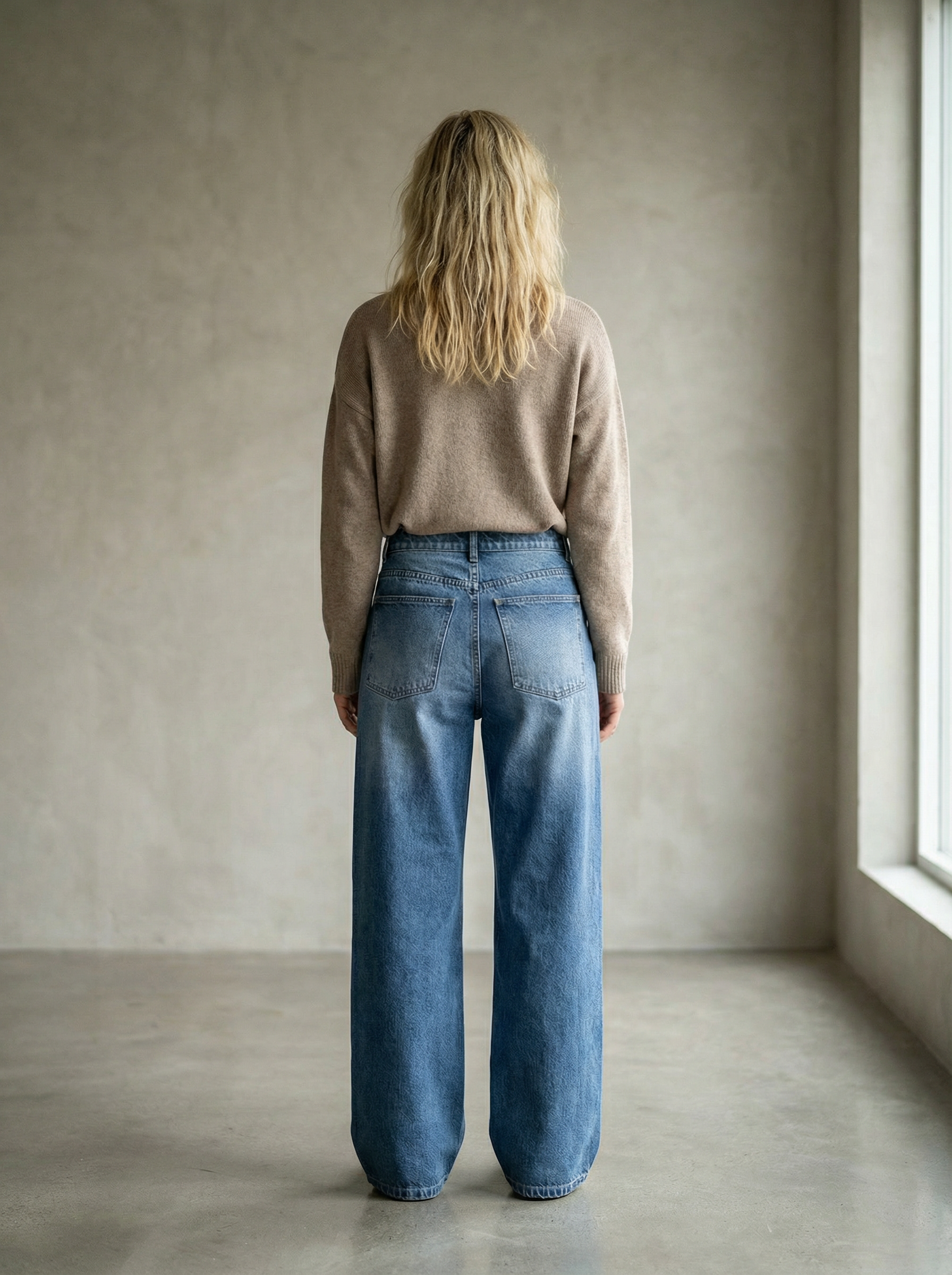 Straight-Leg Denim Jeans – Mid Waist, High Street Style