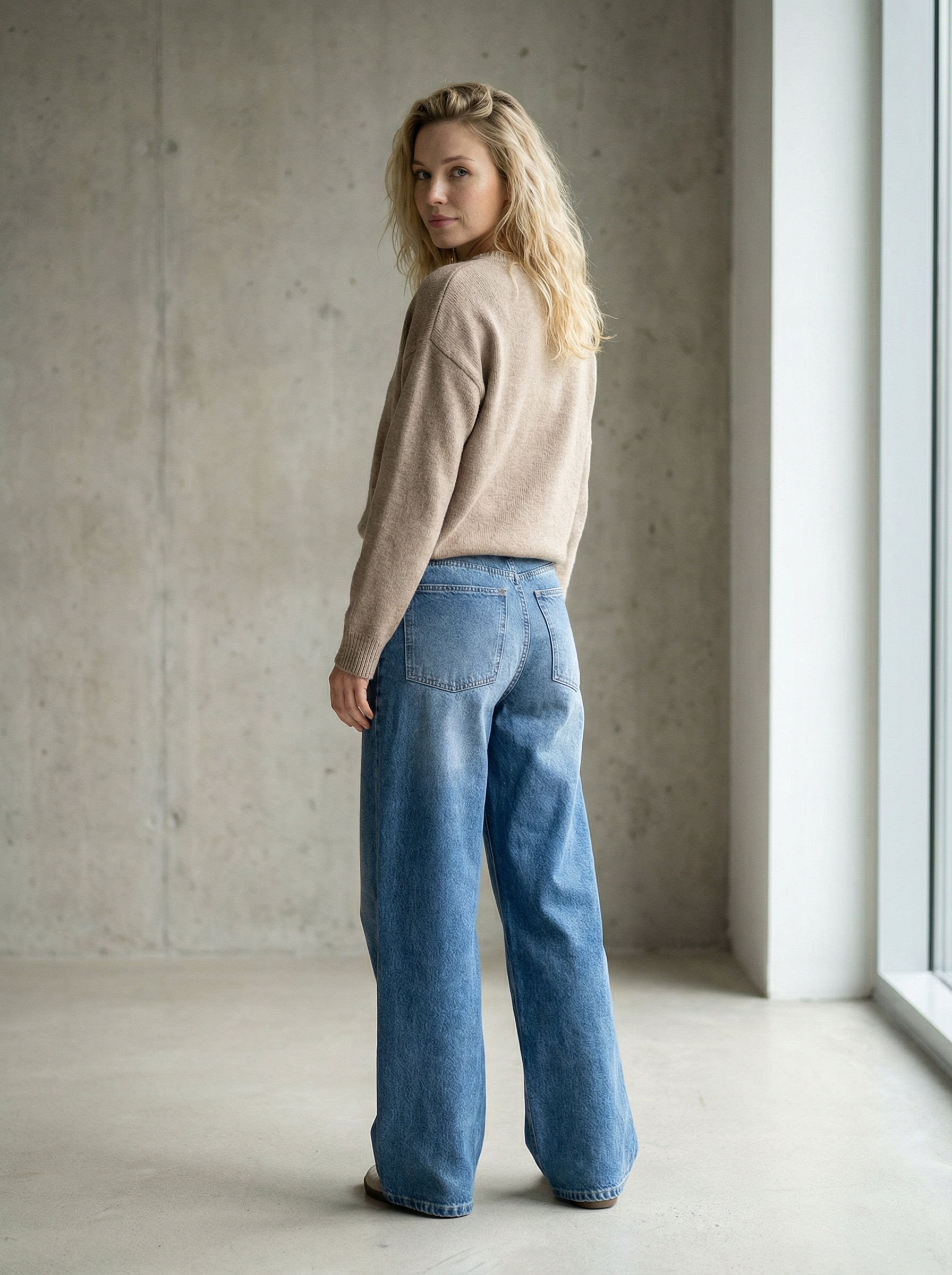 Straight-Leg Denim Jeans – Mid Waist, High Street Style