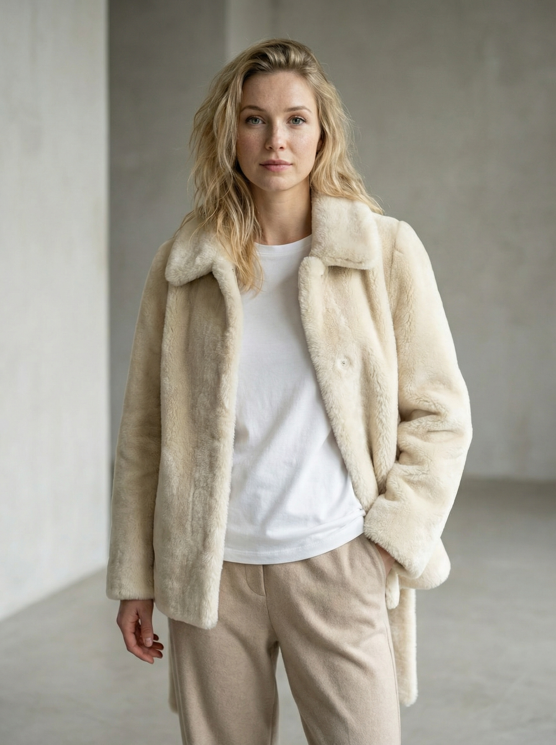 Women’s Thick Short Jacket – Loose Fit with Sash Detail